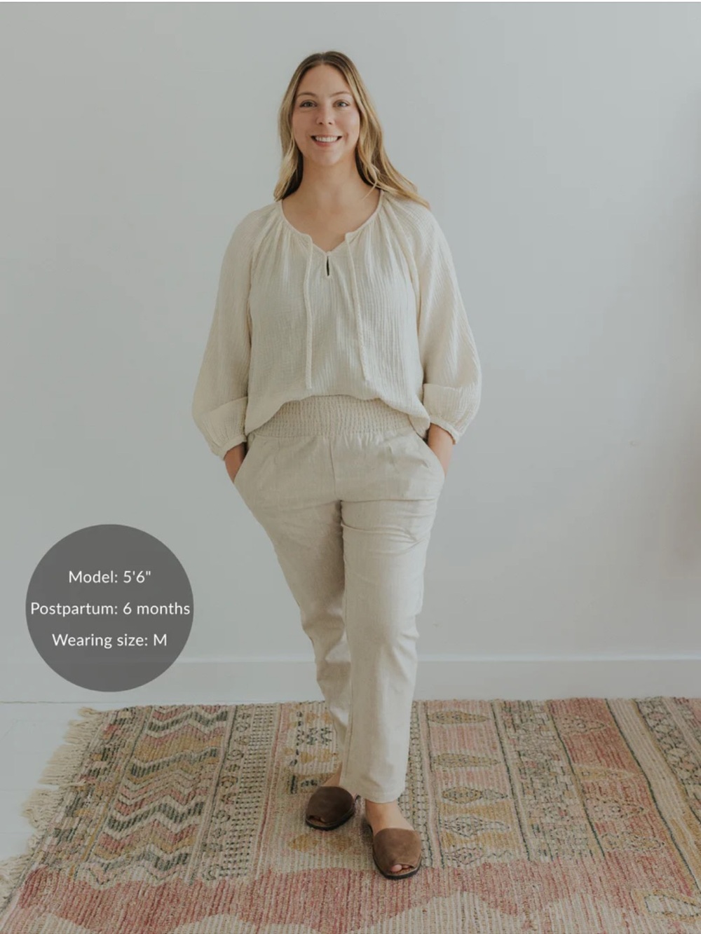 Emme Everyday Transitional Smocked Linen Pant - Picture 4 of 13